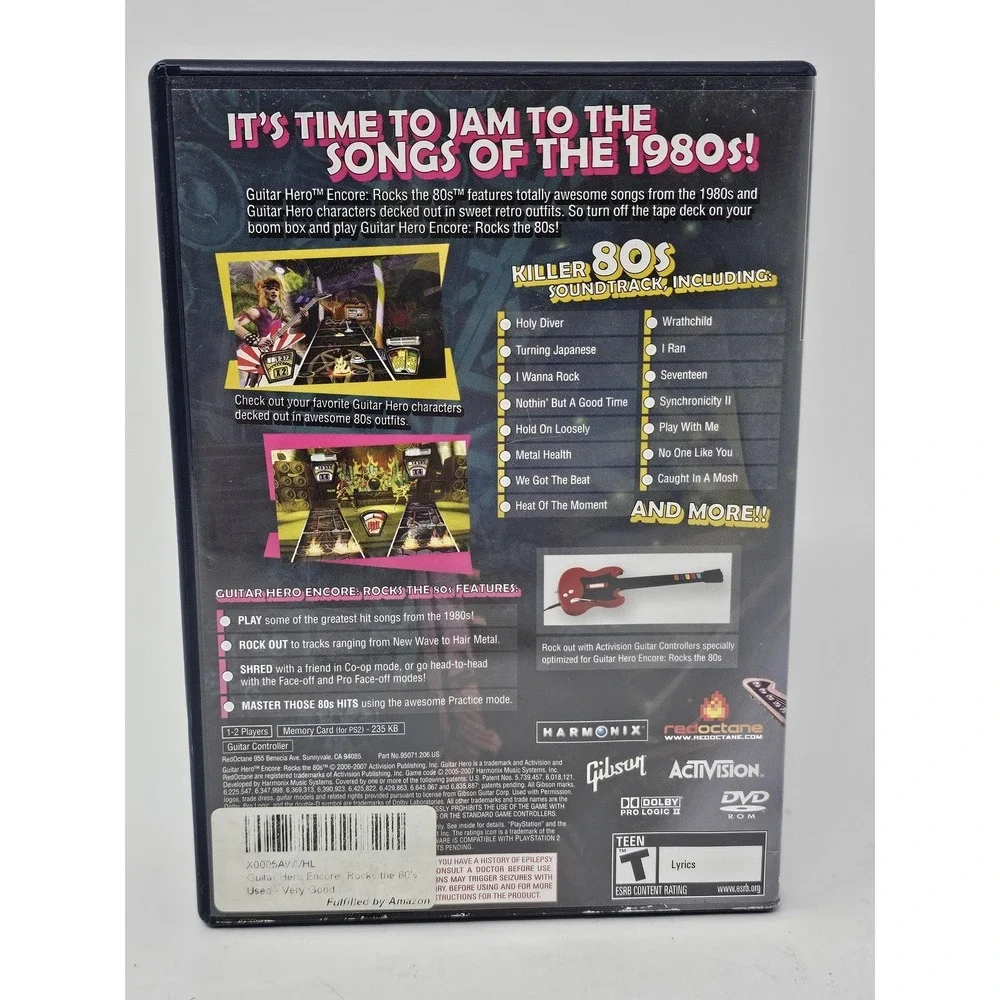 Guitar Hero Encore: Rocks The 80s Sony PlayStation 2 PS2 Video Game CIB T Rated